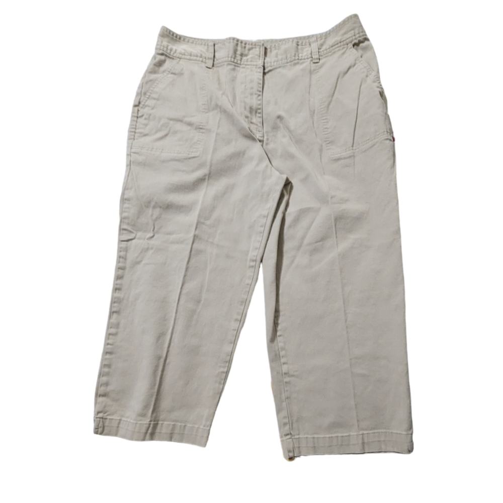 Basic‎ Editions Size 16 Khaki Pedal Pusher Capri Pants